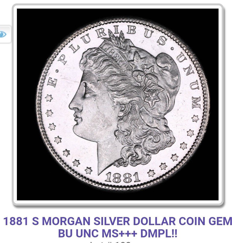 1881 S MORGAN SILVER DOLLAR COIN GEM BU UNC MS+++ DMPL!!