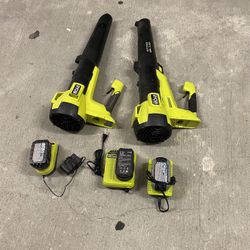 2 Ryobi 18v ONE+ HP blower set w batteries n chargers