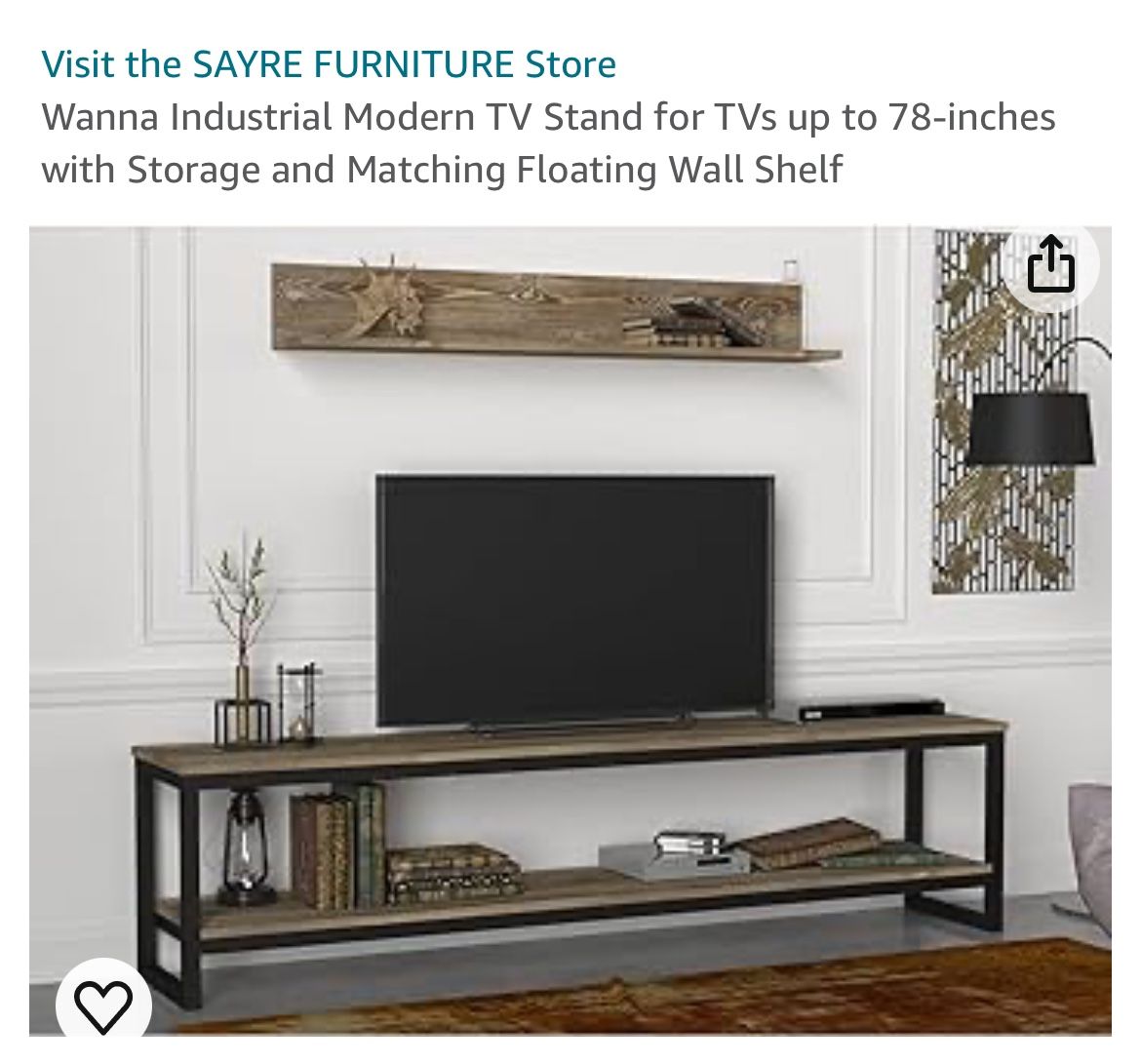 TV Stand with Additional Wall Shelf, for TVs up to 78-Inches