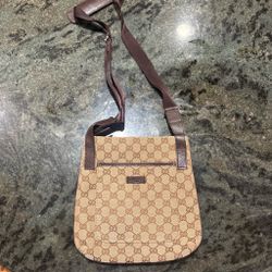 Gucci GG Monogram Brown Shoulder Bag Vintage