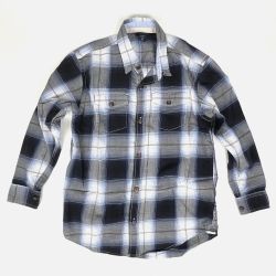 GapKids Boy's Plaid Button-Down Shirt Long-Sleeve Size L Blue Gray
