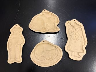 Vintage Brown Bag Cookie Art Baking Molds Rabbit Scarecrow Santa Cat – never used