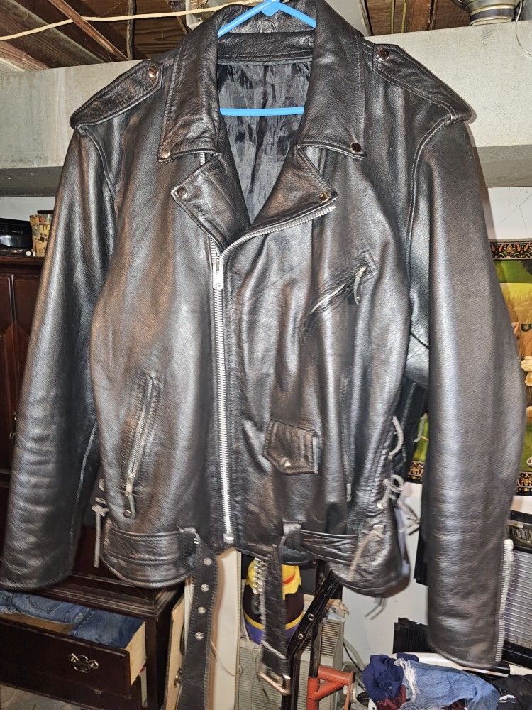 One Of A Kind Specially Made Leather Biker Jacket With Vest