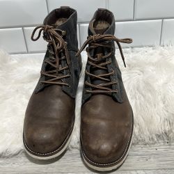 IZOD Denim & Leather Lace Up Boots, Men's Size 10.5