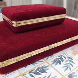 2 vintage, great condition, barely used velvet accessories / jewelry case with mirror.