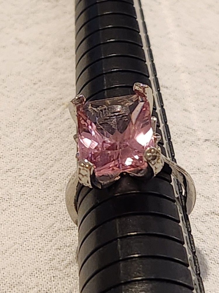NEW Sterling Silver Ring with Pink Rhinestone.   Size 8.  Please let me know what size you want.  Bundle to save on shipping!   Please message me befo