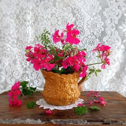 Mustard Leaf Terracotta Pitcher – Handmade in Portugal