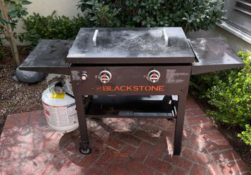 2 Burner Blackstone griddle, well seasoned, with cooking tools, tank not included