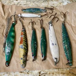 Fishing Lures- Vintage-Set Of. 8! Very Old Well Made Heavy Lures!