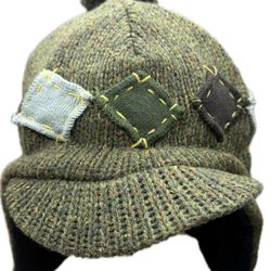 Nobis Knit Cap Beanie Pom & Bill Wool Winter Hat Beanie