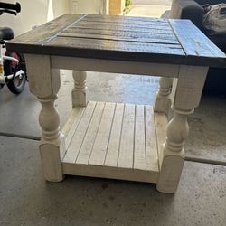 Grey And Off White Side Table 