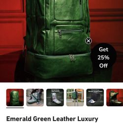 Sole Premise Emerald Green Leather Luxury Carry-On Backpack (Patented Signature Design)