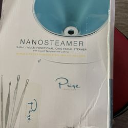 Vaporizador facial iónico Nanosteamer, grande 3 en 1 con control preciso de temperatura, tiempo de vapor de 30 minutos, humidificador de vapor, juego 