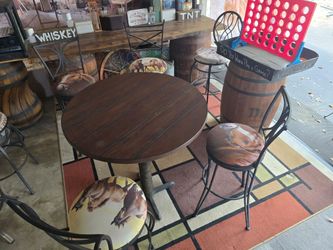 Pub Style Table & 4 Swivel Bar Stools