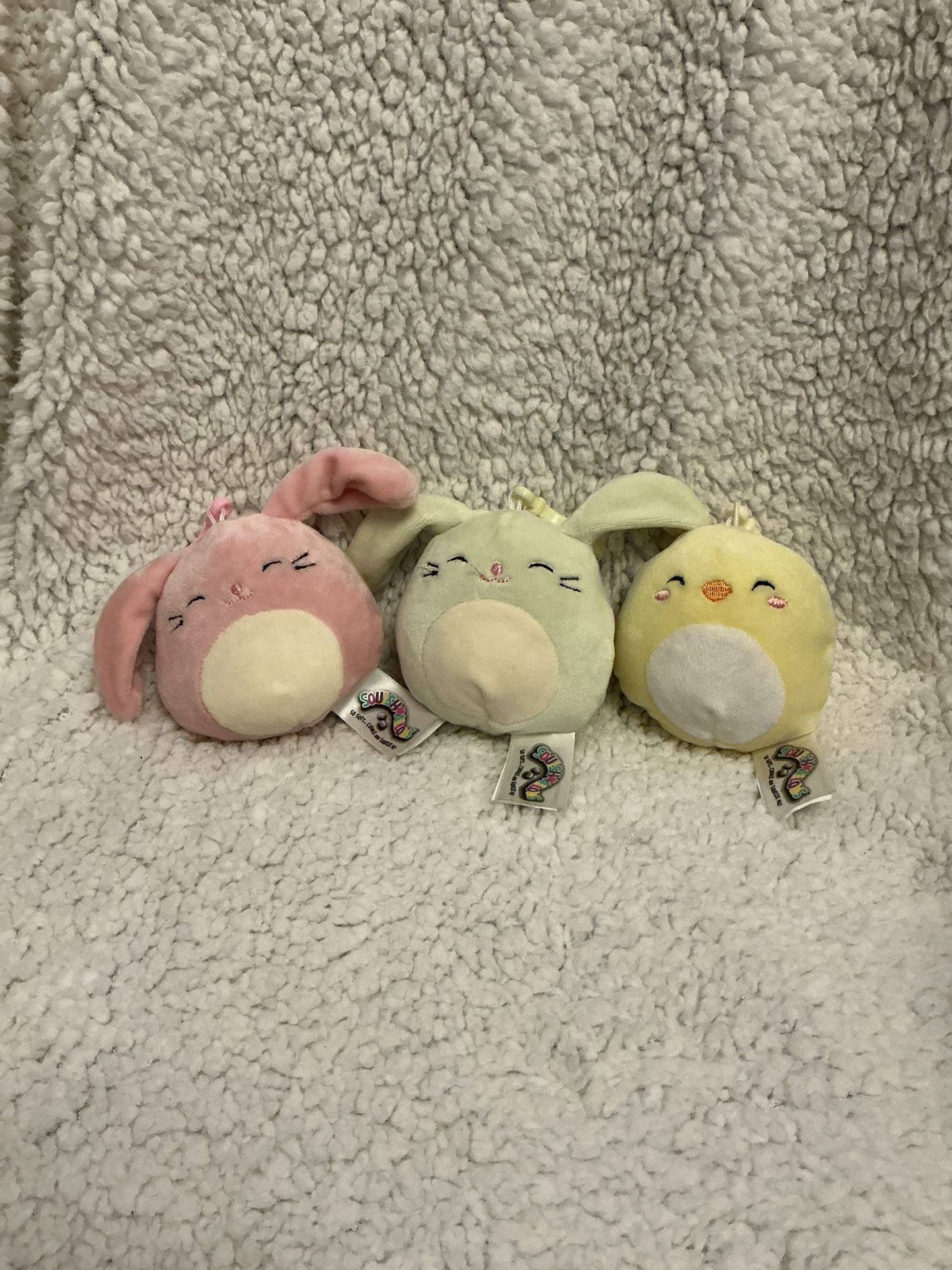 3 Easter Squishmallows Keychain Plushies