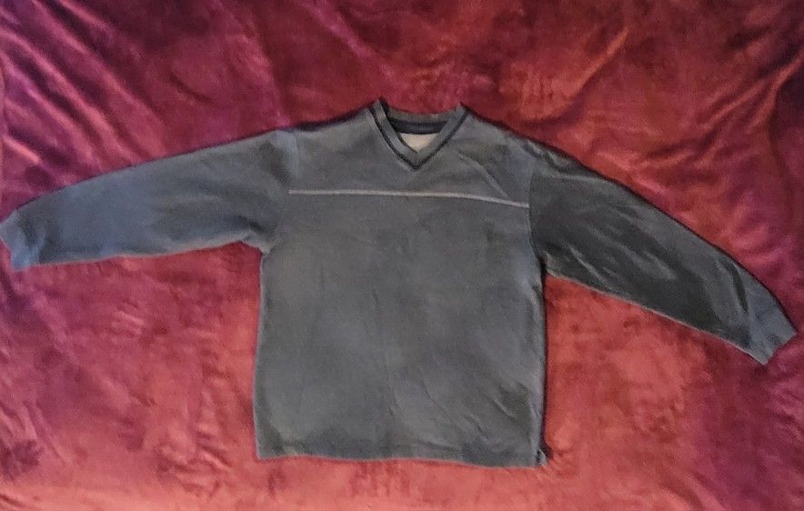 MENS VAN HEUSEN V NECK SHIRT GRAY SIZE L