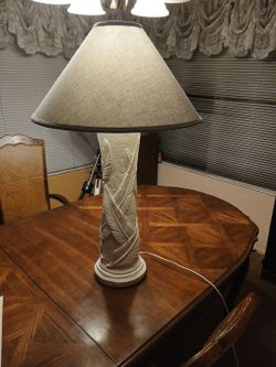 Tall Table Lamp with Feather Relief Base