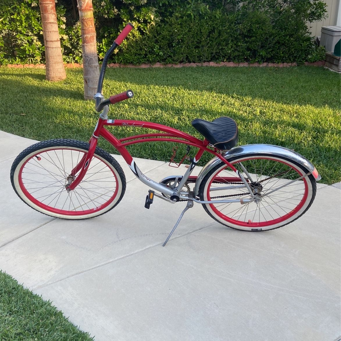 schwinn 26 windwood cruiser bicycle PINK RETRO WOMEN'S BIKE WITH WIDE WHITE WALL – Pocatello Market easygoing cruiser Cruiser Schwinn 26” Windwood Bike