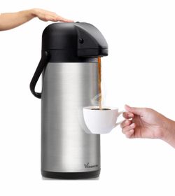 Coffee Carafe for Keeping Hot - 102oz/3L Airpot Coffee Dispenser with Pump - Insulated Stainless Steel Hot Beverage Dispenser for Parties - Thermal Ca