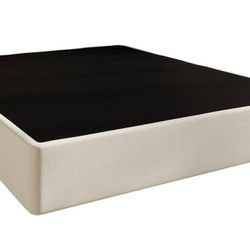 CraftPorch  Upholstered Linen Metal Box Spring Grey - King