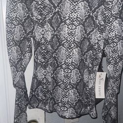 Snakeskin Blouse Long Sleeve Size M