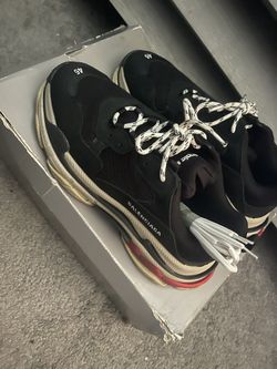 Balenciaga Men's Triple S Sneaker - Black Red - Size 12
