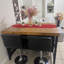 Mesa Tipo Isla Con Banquetas Para 4 De Madera
