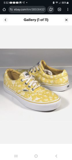Vans Authentic Doheny Floral Yellow White Skate/Lifestyle Sneakers Womens Size10