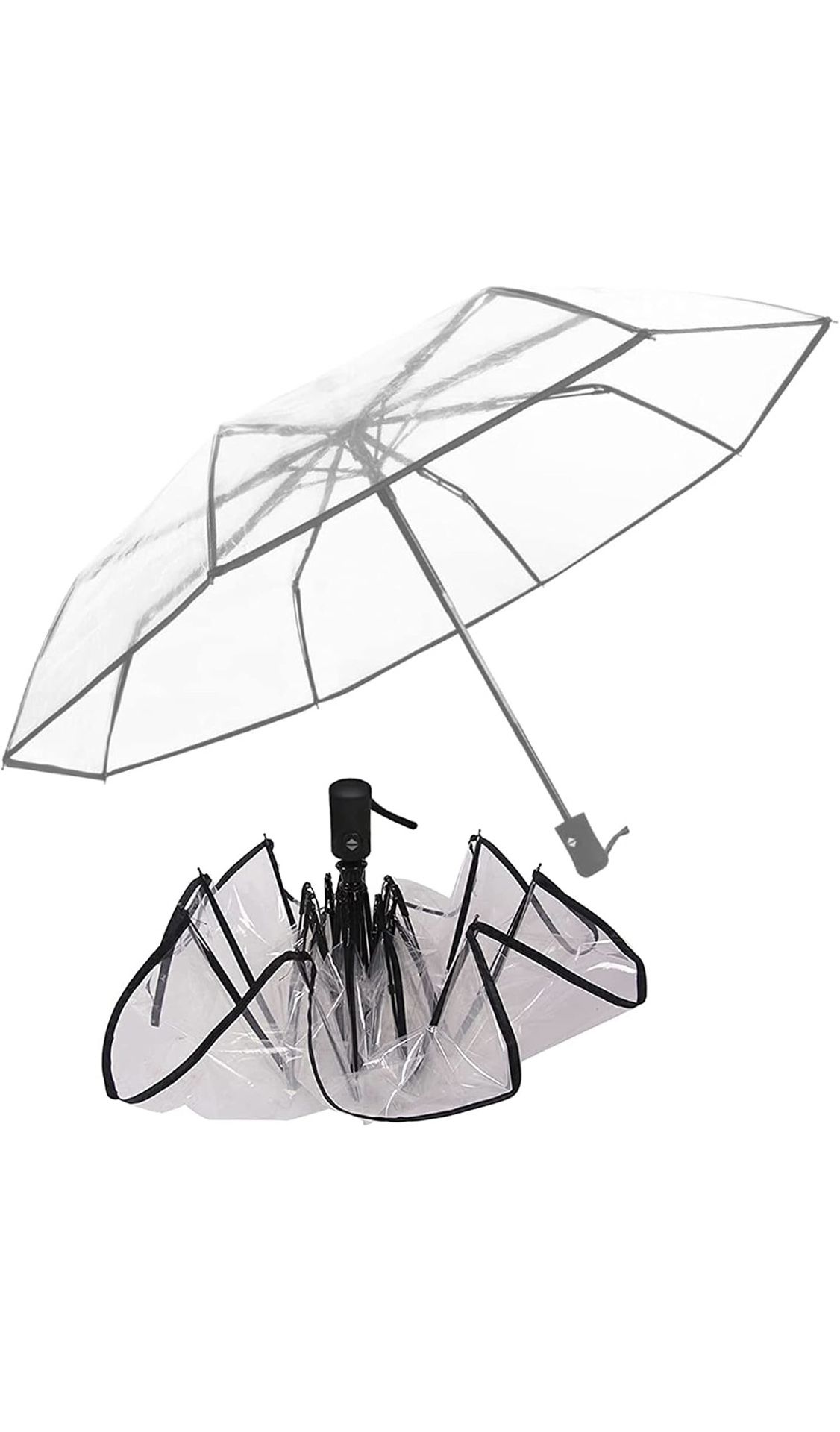 Clear Bubble Umbrella, Automatic Open/Close Transparent Travel Dome Umbrella for Women, Girls & Kids - Rainy & Windy Weather