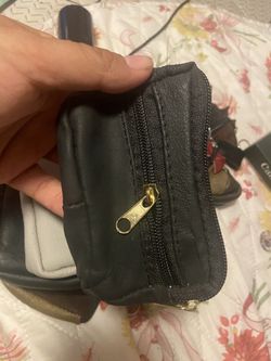 Genuine Black Leather Coin Pouch / Mini Wallet - New