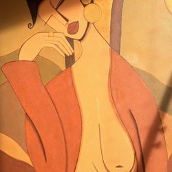 «Golden Quietude»✨ Large Original 48×48” Modern Cubist Painting — Hand Painted