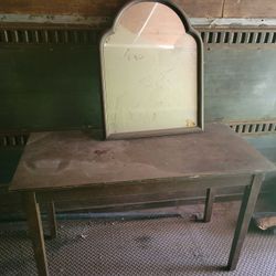 Antique Desk And Mirror 