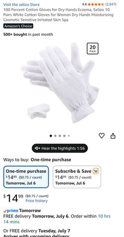 Cotton gloves for dry hands