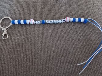 LA Dodgers Beaded Keychain