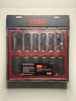 ICON Professional 13pc SAE Deep Impact Socket Set 1/2” Drive (56211)
