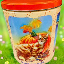Rare-Vintage Cat Lovers 1994 IAMS Collectible Series Food Storage 4 Seasons Metal Tin Canister 