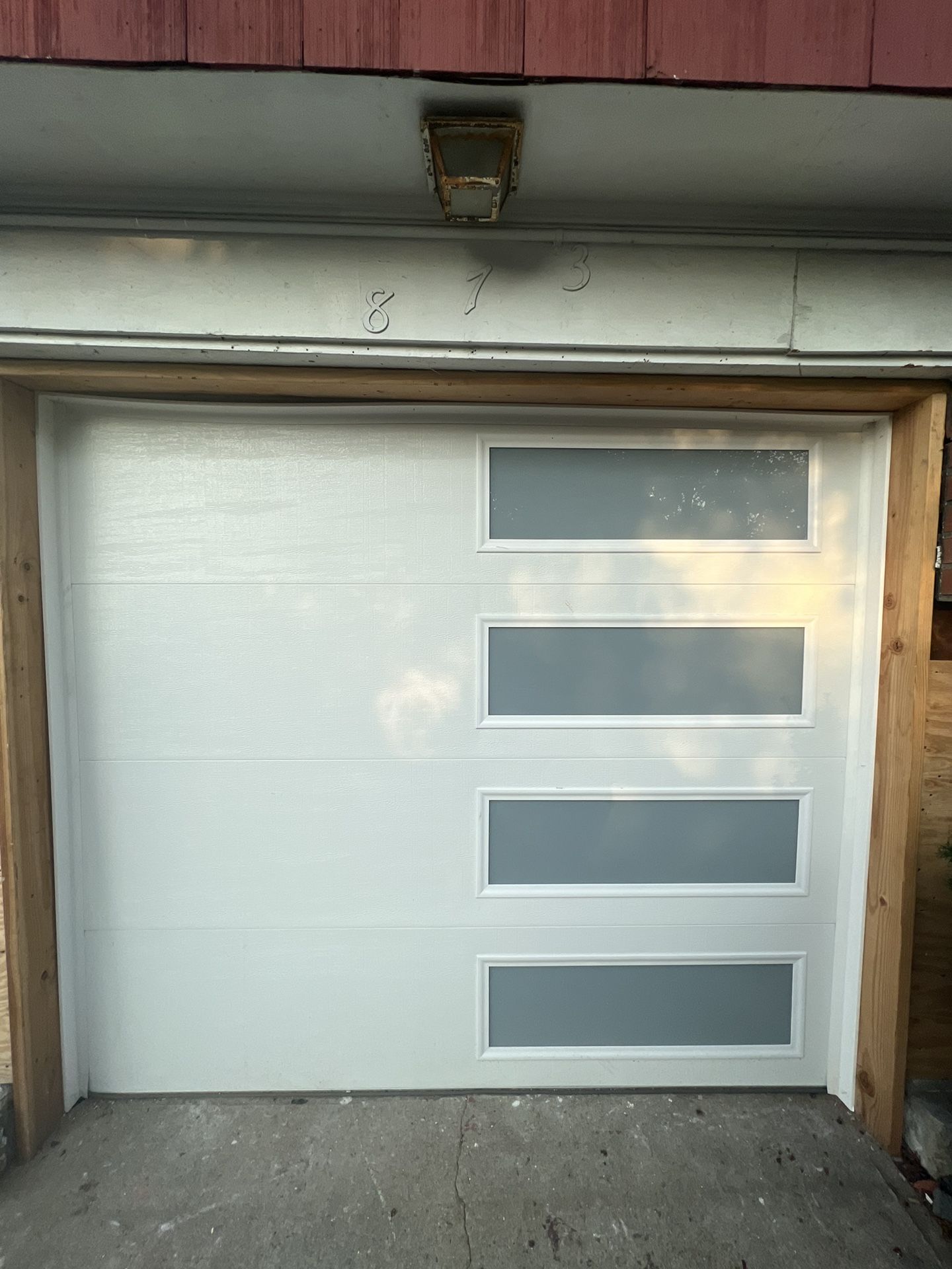 8x7 White Garage Door W/ Glass On The Right Side