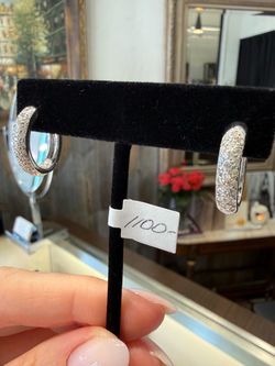 14K white gold natural diamonds VERY nice hoop earrings