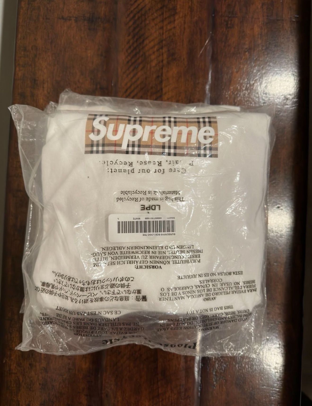 Supreme Burberry Box Logo Tee - 1 Large, 3 Xtra-Large Available