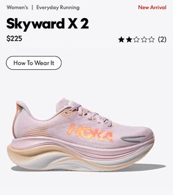 HOKA Skyward X 2 Running Shoes Womens 8 B  Lilac Cream / Tangerine Glow New