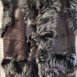 Women's Vest Leather Fur 2 Pockets NEW Size Large