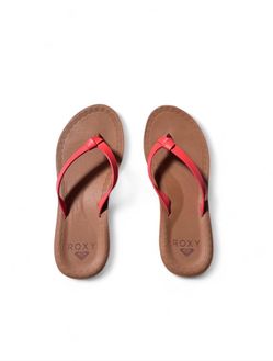 Roxy Womens Red Knotted Strap Flip Flops Tan Footbed Beach Sandal Thong Slides Off-Duty Campus Casual Summer Pool Slip On Shoes Size 7