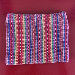 Guatemalan Colorful Striped Textile Zippered Pouch