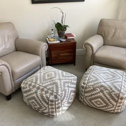 Leather Club Chairs , Taupe Color 