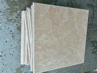 New 16x16 Beige Marble-Look Ceramic Tiles