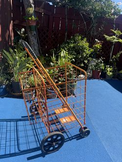 Folding Shopping Cart Double Basket Jumbo Size 150lb Capacity | Orange