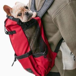 Sugetador Para. Perros. 🐕 libre, mochila para perros pequeños, transpirable, para caminar, ciclismo, bolsas de transporte para mascotas (color rojo, 