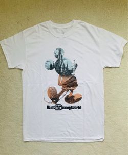 Walt Disney World Short Sleeve Crew Neck Mickey Mouse T Shirt Tee White Multi 100% Cotton Size Sz Adult Medium M Men Women