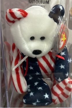 TY beanie baby spangle the bear white face