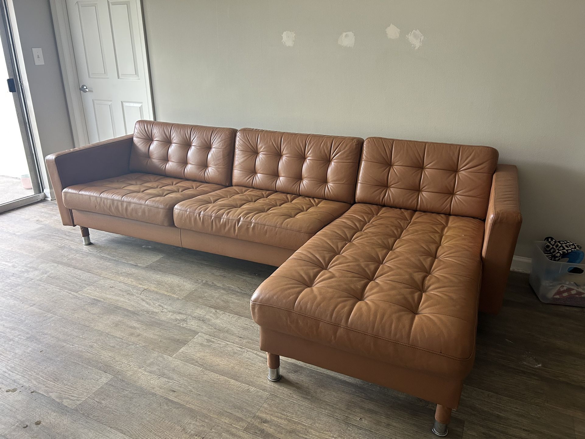 IKEA Rustic Brown Leather Couch